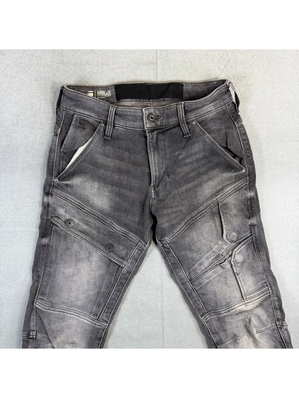 G Star Raw Airblaze 3D Skinny Jeans Mens 28x32 Gray Cargo Denim Utility Stretch